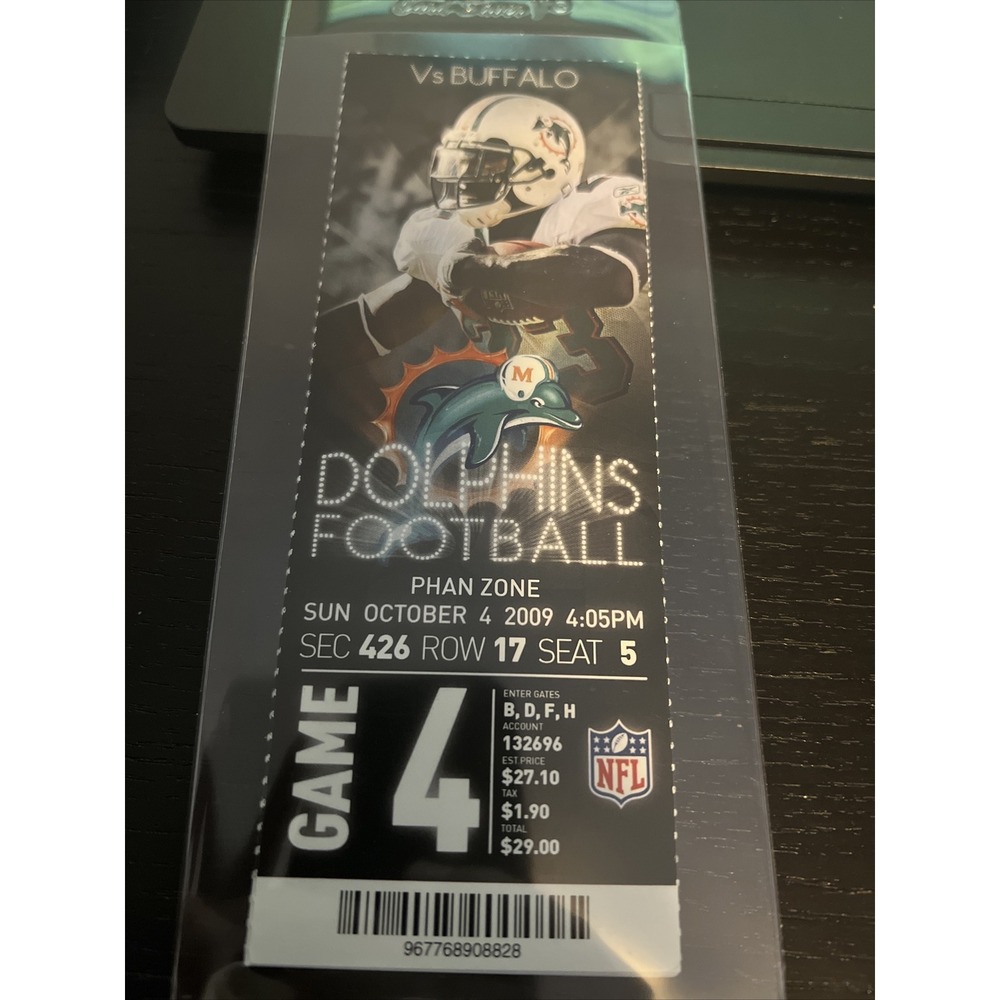 Bills @ Dolphins 10/4/2009 Full Ticket Ronnie Brown 2 TDS Ricky Williams‎ 1 TD
